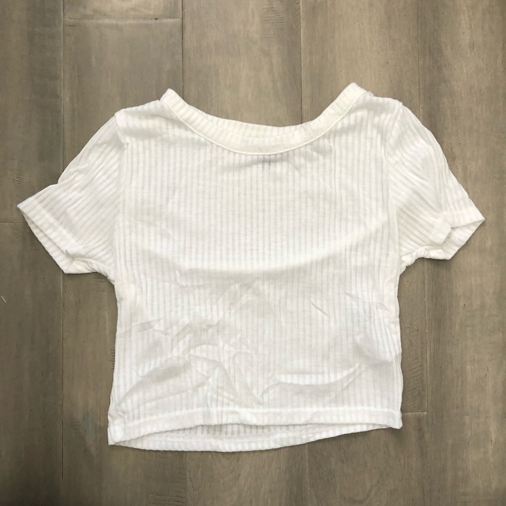 TOPMAN White Ribbed Crop  T-Shirt